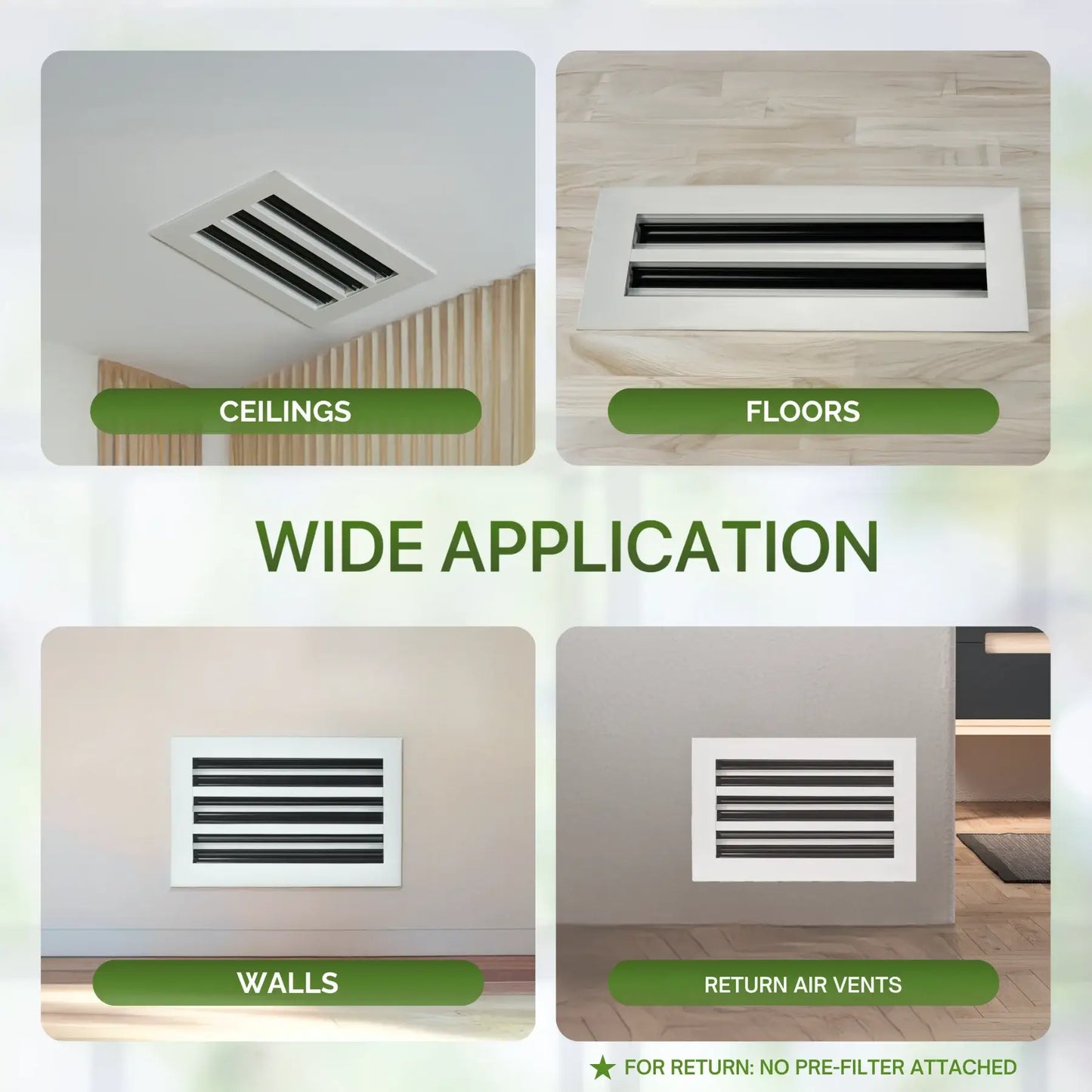 Aluminum Black Linear Slot Diffuser 14x6 (Duct Opening) - Modern Air Vent Cover