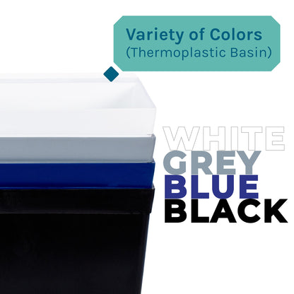 Tehila Standard Freestanding White Utility Sink with Black Legs, Water Supply Lines Included