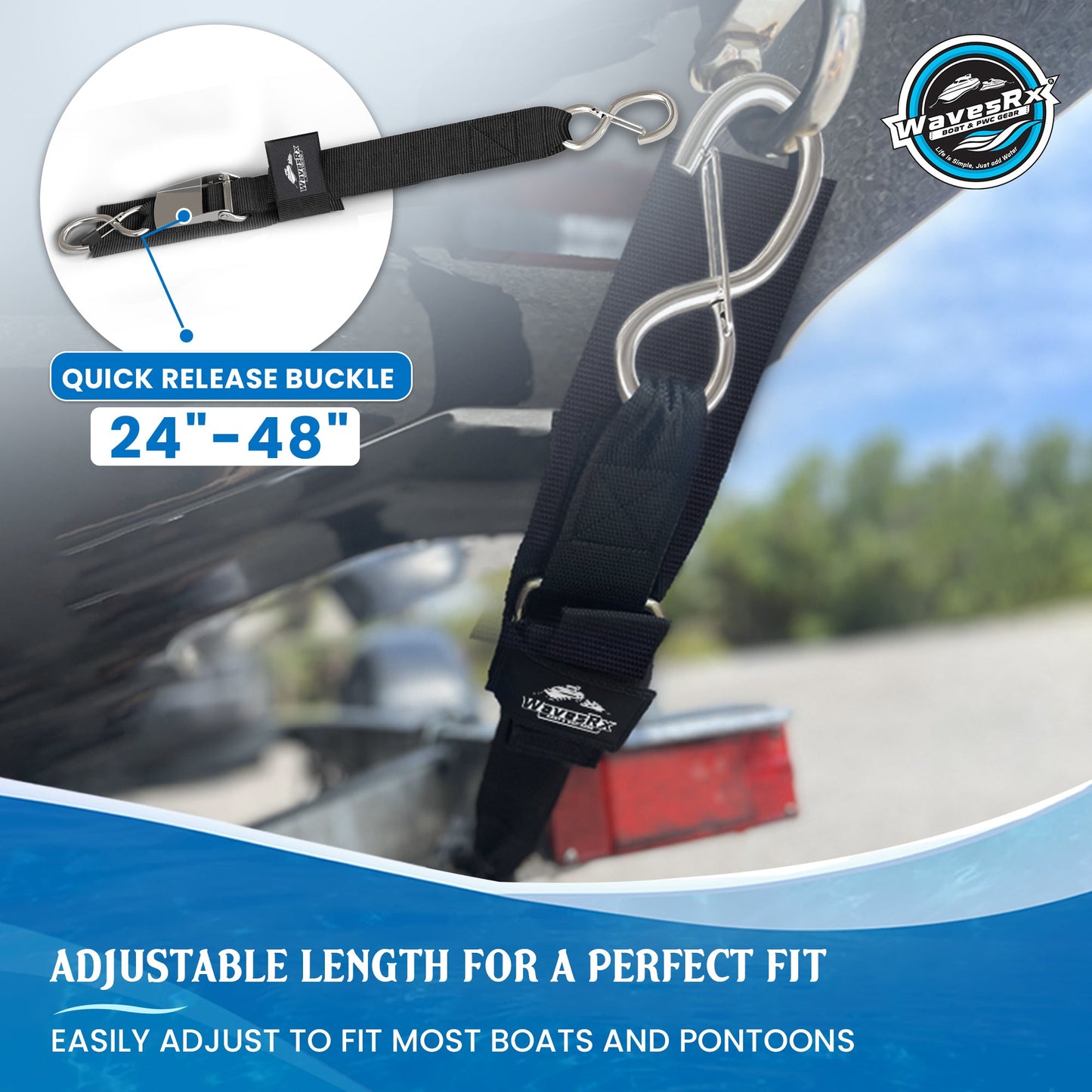 48" TRANSOM STRAPS SS