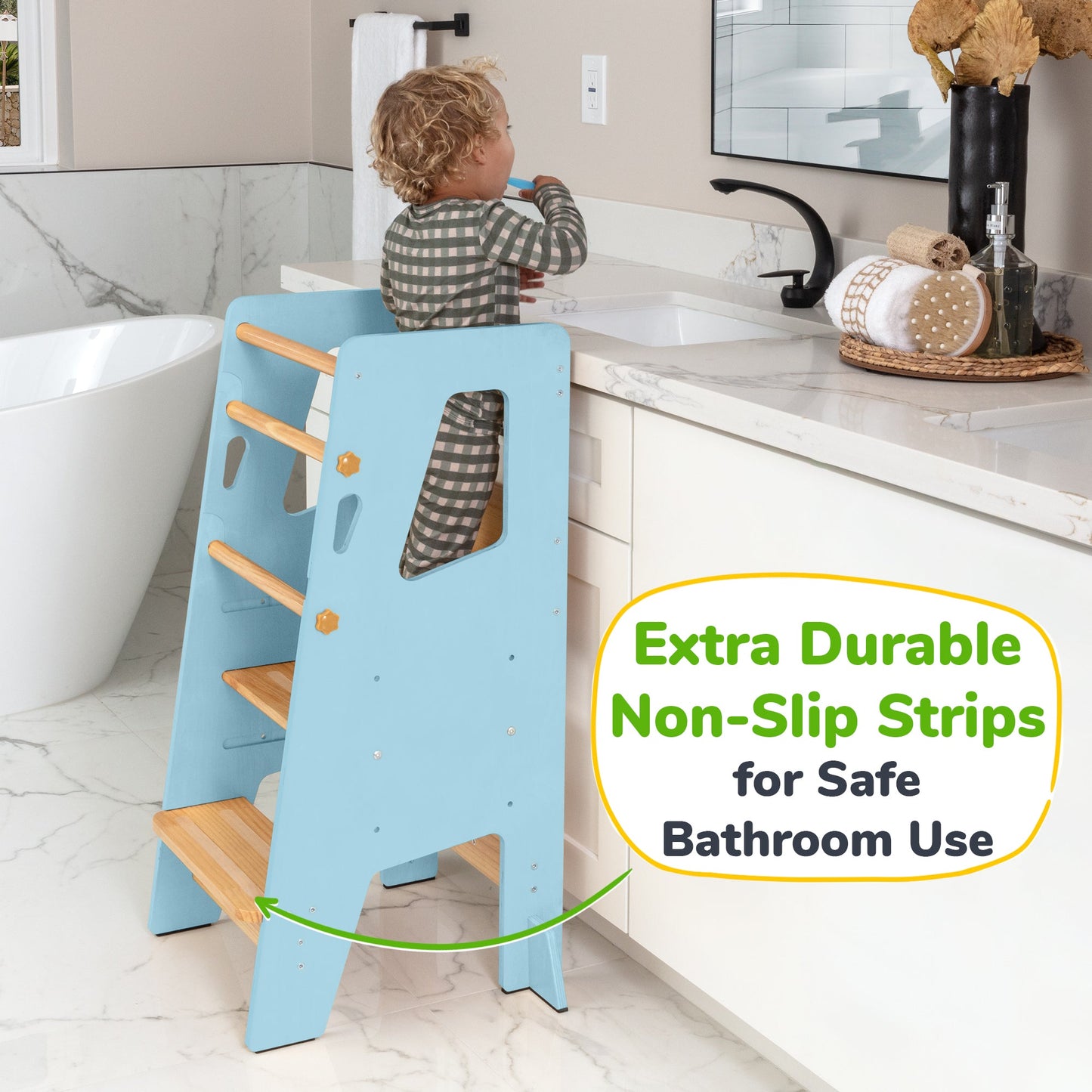 Adjustable Toddler Kitchen Tower with Safety Bars