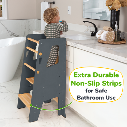 Adjustable Toddler Kitchen Tower with Safety Bars
