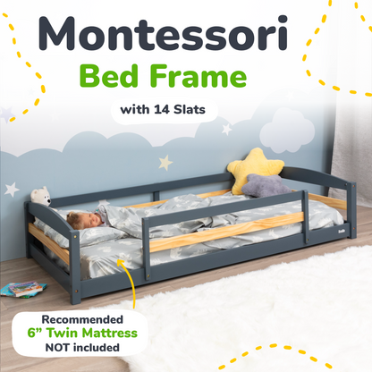Twin Montessori Floor Bed with Safety Guardrails