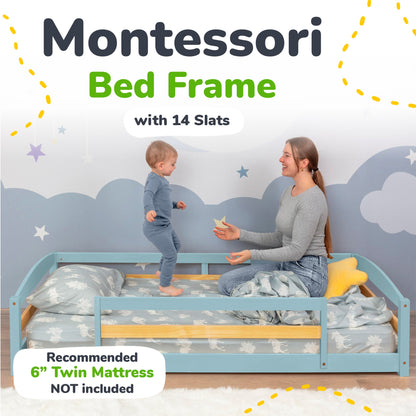 Twin Montessori Floor Bed with Safety Guardrails