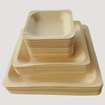 Eco Friendly Square Wooden Plate  4.5" (500 Pack)  like Bamboo and Palm leaf