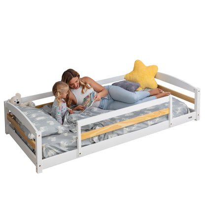 Twin Montessori Floor Bed with Safety Guardrails