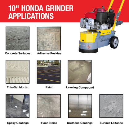 PRE ORDER: 10" Honda Concrete Floor Grinder 10HP GXV390 Motor for Smoothing, Floor Prep, Coatings