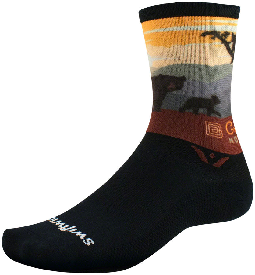 Swiftwick Vision Impression National Park Crew Socks - 6" Great Smoky Mountain Bears XL