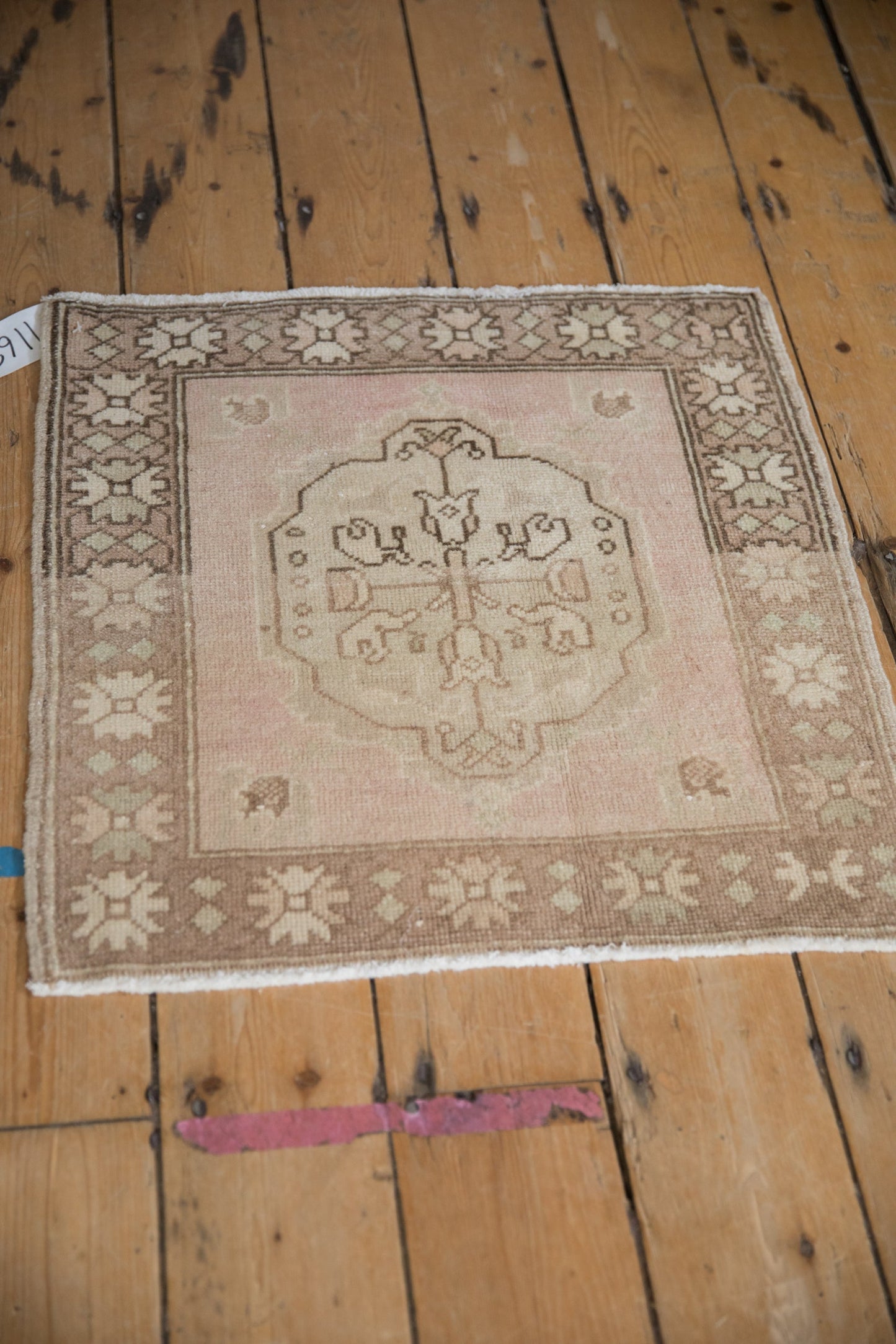 2x2 Vintage Distressed Oushak Square Rug Mat