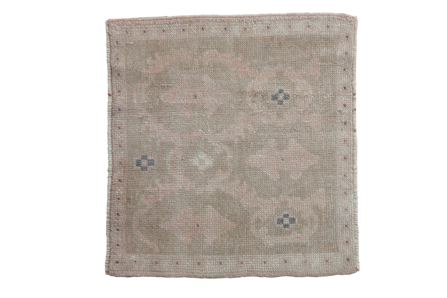 1.5x1.5 Vintage Distressed Oushak Square Rug Mat