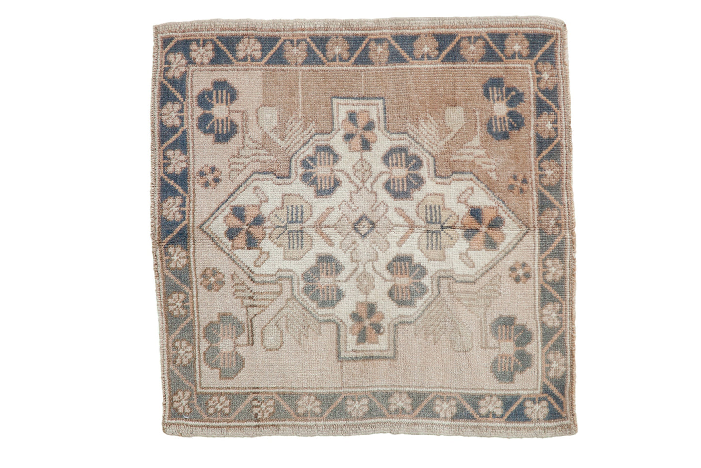 2x2.5 Vintage Distressed Oushak Square Rug Mat