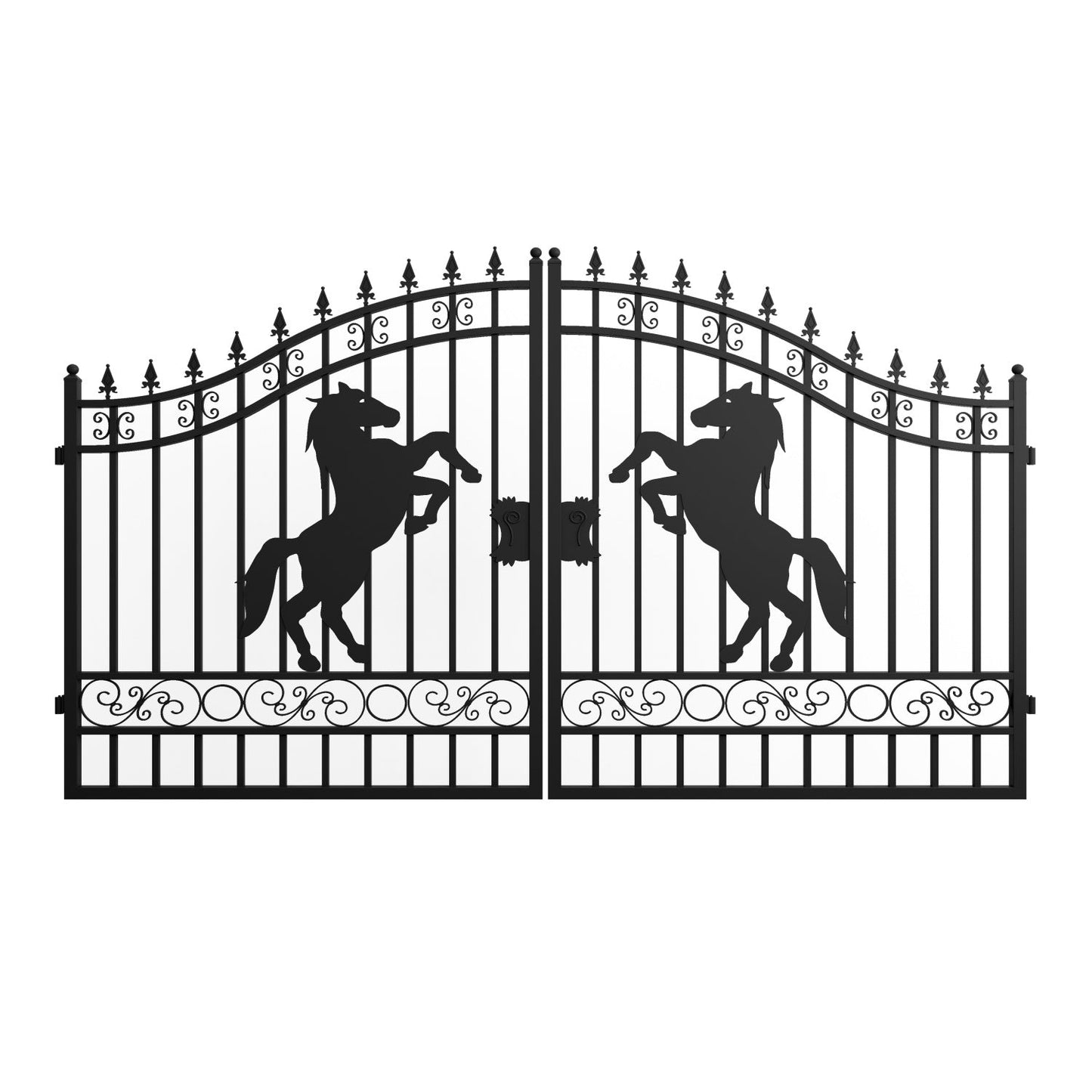 12x8 ft Dual Swing Driveway Steel Gate