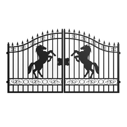 12x8 ft Dual Swing Driveway Steel Gate