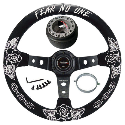 BW Rose Steering Wheel + Hub Adapter Kit For 96-06 Civic Prelude, S2000, Accord, RSX