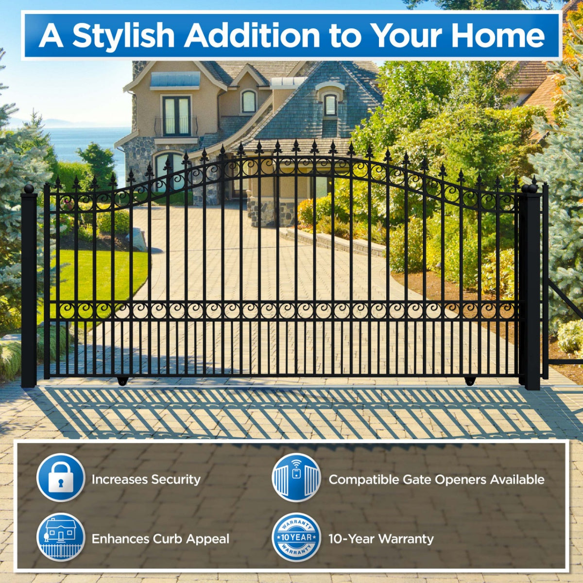 12x6 ft Steel Sliding Driveway Gate