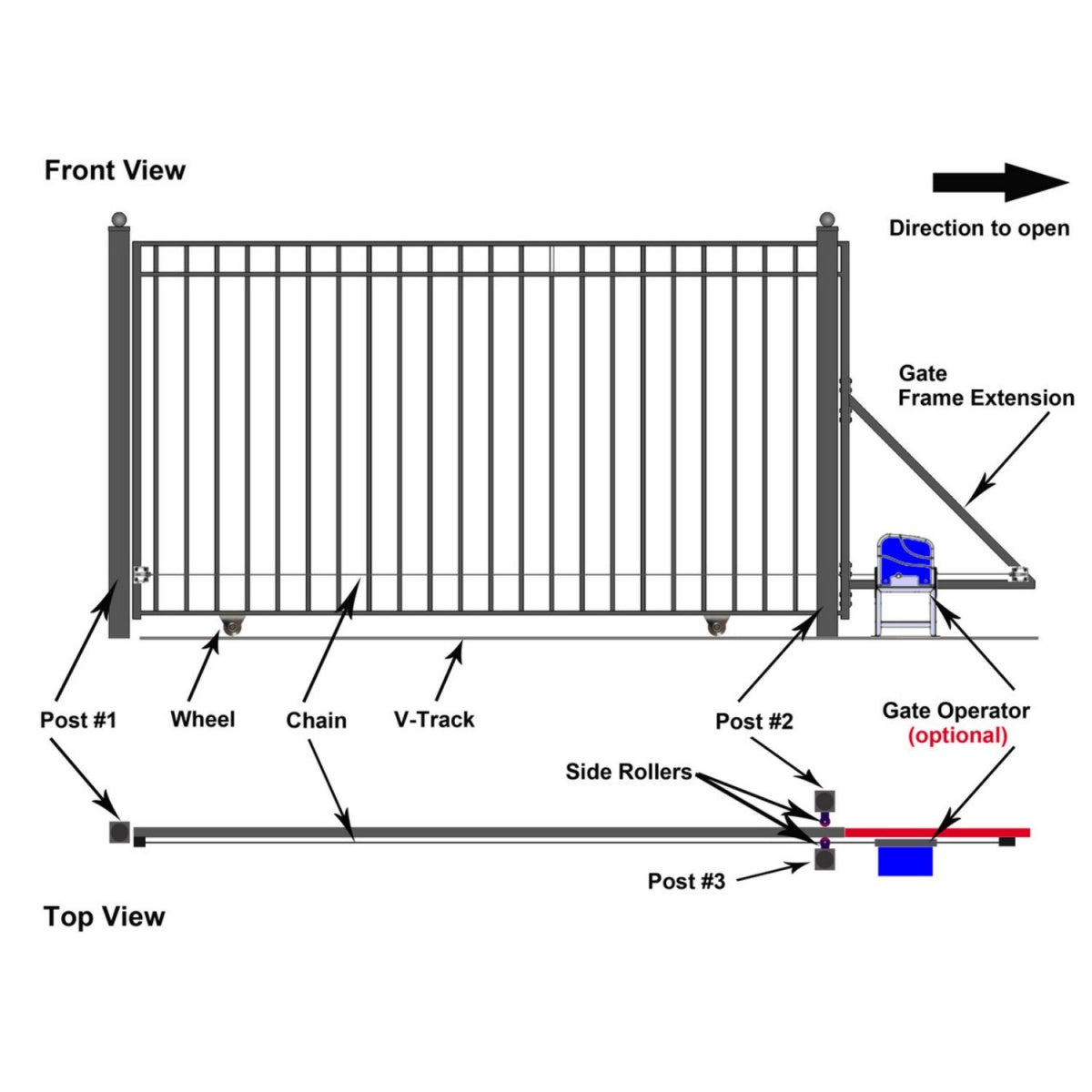 12x6 ft Steel Sliding Driveway Gate