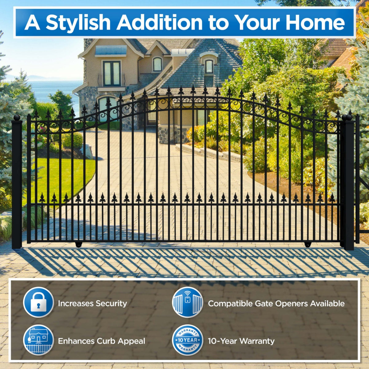 12x6 ft Steel Sliding Driveway Gate