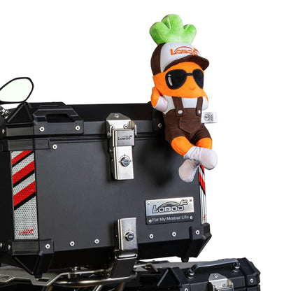 LOBOO Plush Motorcycle Mascot – Soft Adventure Buddy with Multiple Mounting Loops for Panniers, Crash Bars & Backpacks