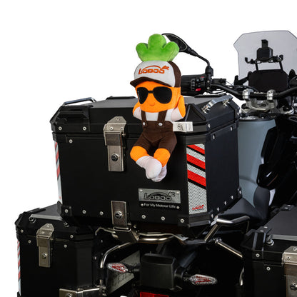 LOBOO Plush Motorcycle Mascot – Soft Adventure Buddy with Multiple Mounting Loops for Panniers, Crash Bars & Backpacks