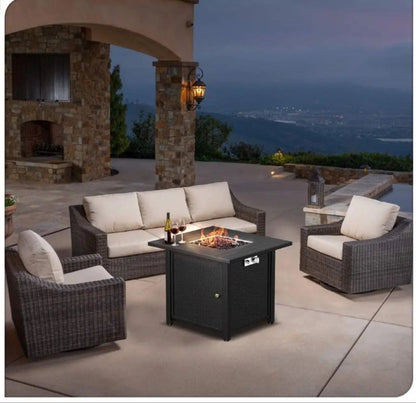 Sunneday 30" Propane Fire Pit Table | 50,000 BTU | Steel Fire Table with Lid | CSA Approved