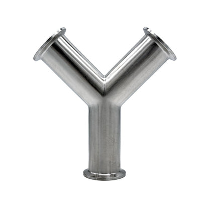6.000" OD 16ga Tri-Clamp True Wye - (28BMP) - Polished OD/ID - 304 Stainless