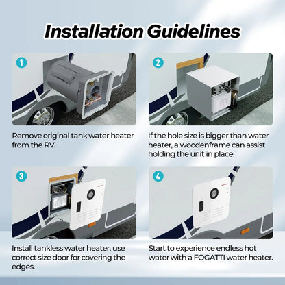 Fogatti RV Tankless Water Heater InstaShower 7 (Without Door), 48,000 BTU Heating, Energy Saving Model