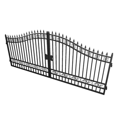 16x8 ft Steel Dual Swing Driveway Gate