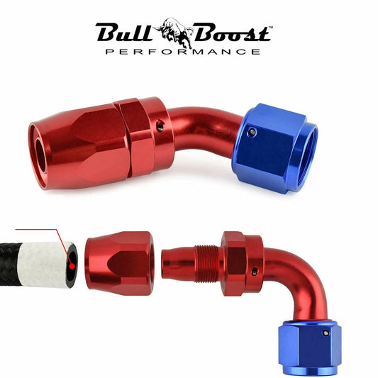 6 AN 90 Degree Billet Swivel Seal Braided Steel Hose End Fitting Oil/Fuel/Water