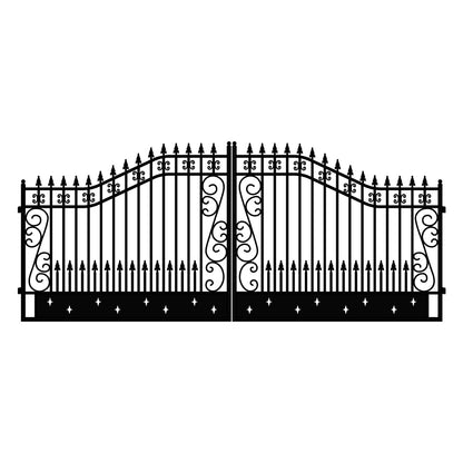 18x8 ft Steel Dual Swing Driveway Gate
