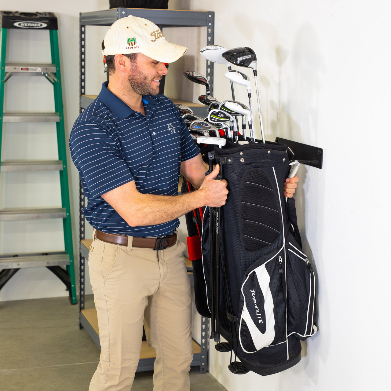 Torrey Pines Golf Bag Storage Rack | Holds 2 Golf Bags