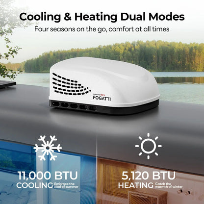 Fogatti InstaCool 11,000 BTU RV Rooftop Air Conditioner | Heat&Cool | Replaceable Non-Ducted RV AC | 115V(AC)