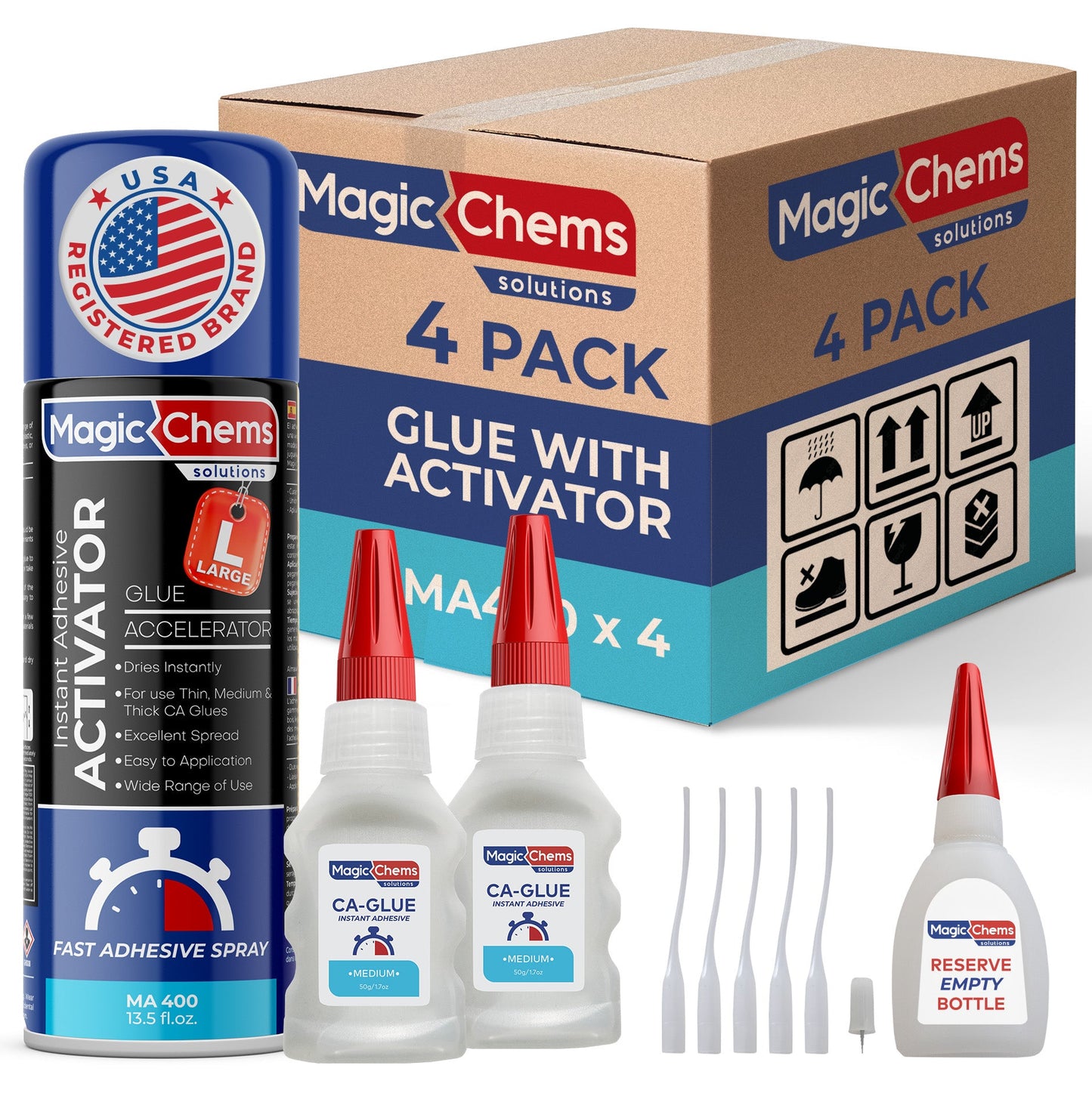 CA Glue with Activator (8 x 1.7 oz + 4 x 13.5 fl oz)