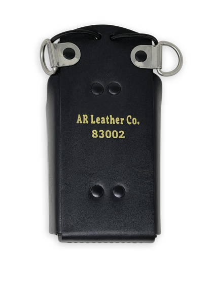 Firefighter Leather Radio Holster with Belt, Strap, Anti-Sway Strap, and Mic Loops. Perfect for Firefighters, EMT, Police