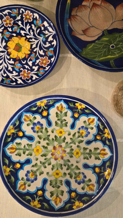Phool Plate — 10-inch Handcrafted Blue Pottery Wall Decor
