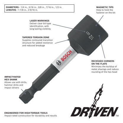 BOSCH ITDNSV205 5 pc. Driven 2-9/16 In. Impact Nutsetter Set