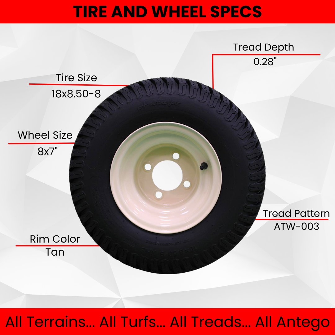 18x8.50-8 Beige Steel Lawn Mower Assemblies (2-Pack) Compatible with Cub Cadet RZTL 2010-2018 RZTS 2010 and Newer Models