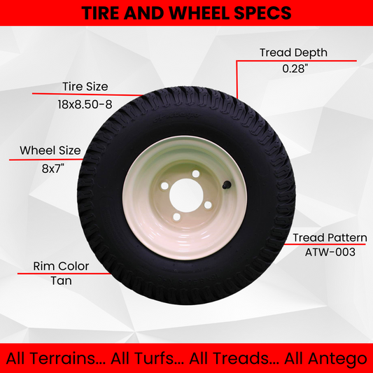 18x8.50-8 Beige Steel Lawn Mower Assemblies (2-Pack) Compatible with Cub Cadet RZTL 2010-2018 RZTS 2010 and Newer Models