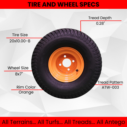 (Set of 4) 20x10.00-8 Tire & Wheel Set for Scag