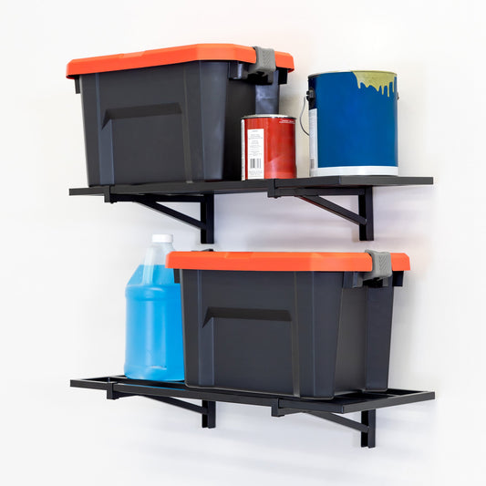1' x 2' Bristol Garage Wall Mount Shelves | 2 Pack | Black