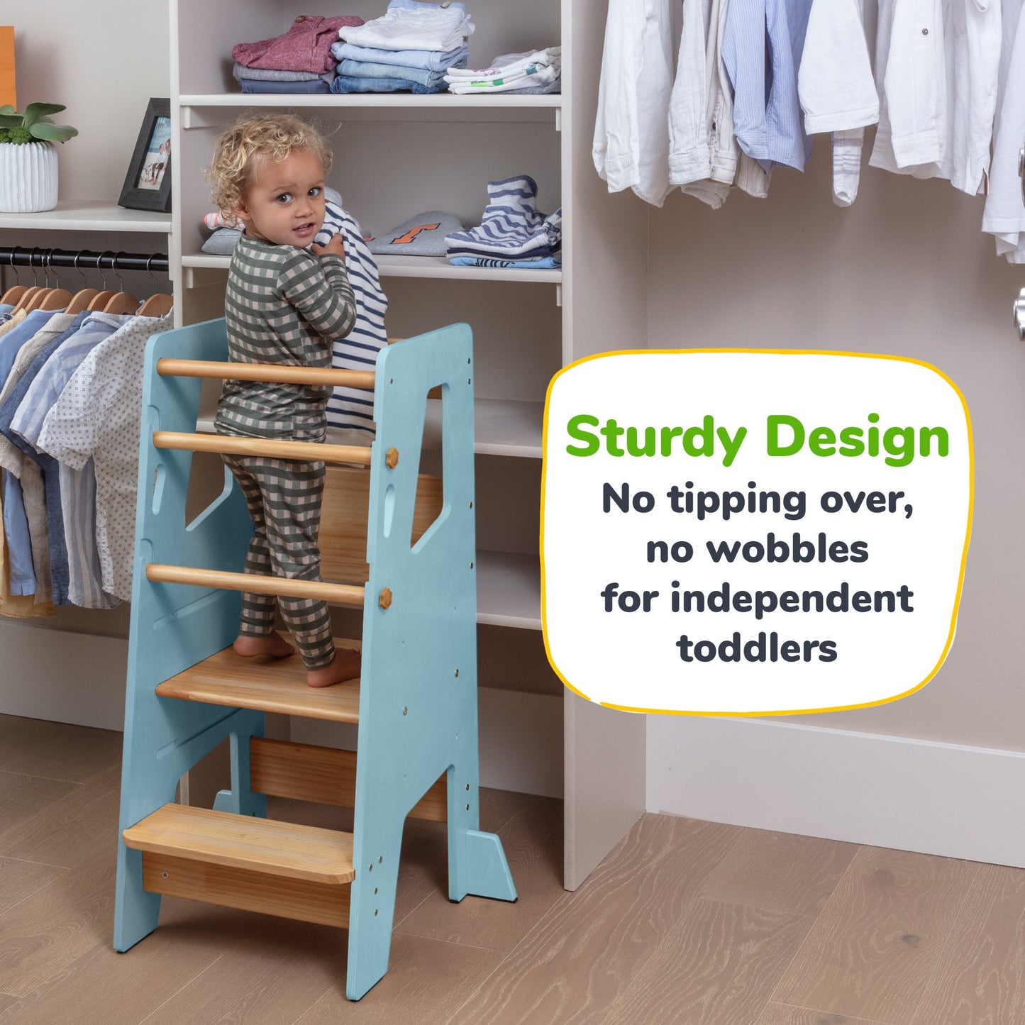 Adjustable Toddler Kitchen Tower with Safety Bars