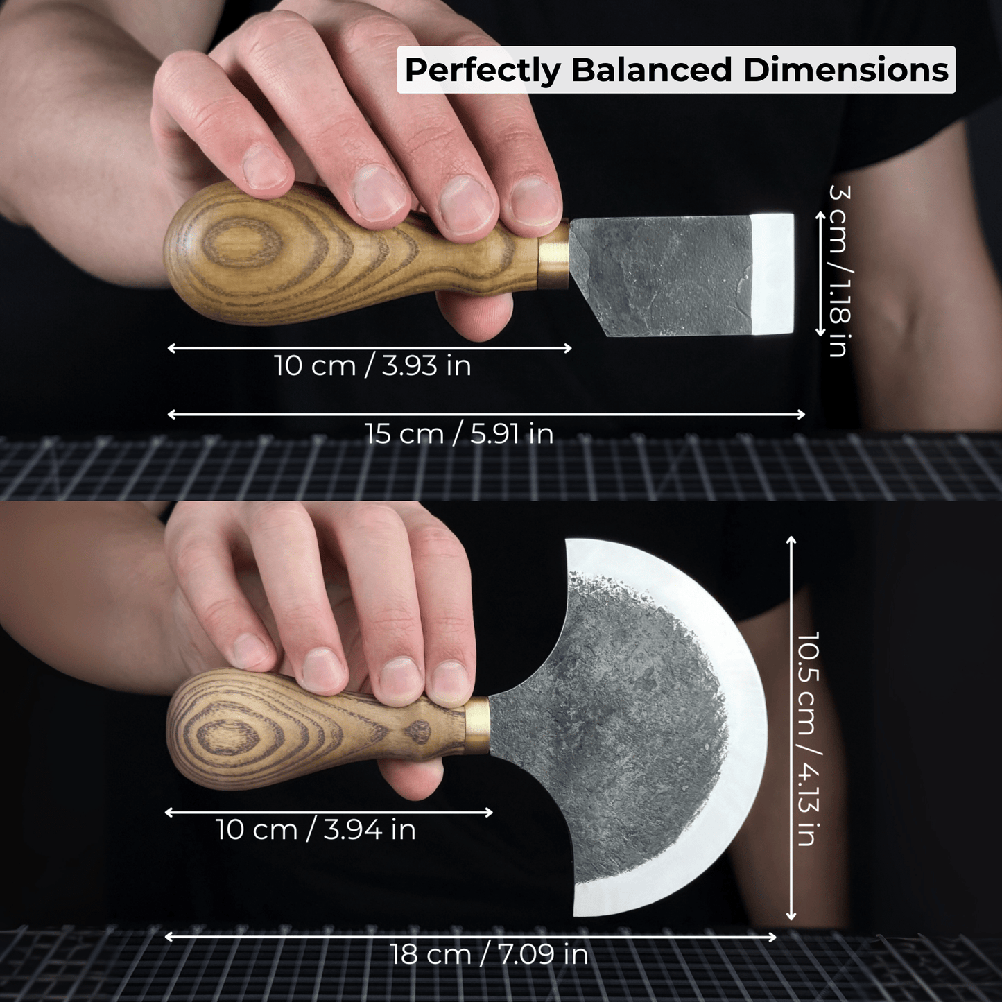 2-Piece Straight and Round (Half Moon) Leather Knife Set