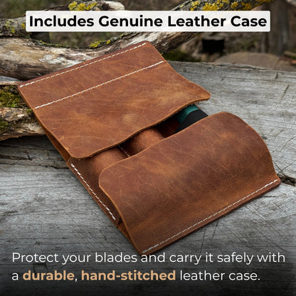 2-Piece Wood Carving Knife Set with Leather Strop and Case
