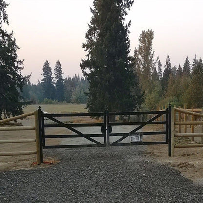 20 ft Farm Driveway Gate with Diagonal Tubes, Dual Swing