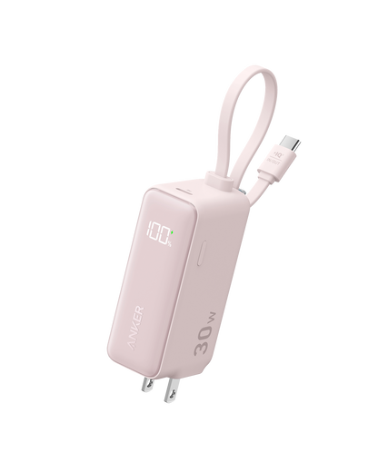Anker Power Bank (30W, 5k,  Fusion, Built-In USB-C Cable)