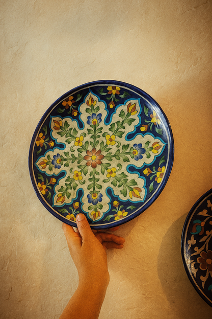 Phool Plate — 10-inch Handcrafted Blue Pottery Wall Decor