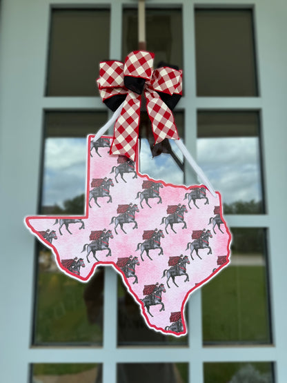 Red & Black Rider Printed Door Hanger