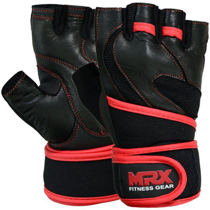 Mrx Weight Lifting Leather Gloves With Long Wrist Strap