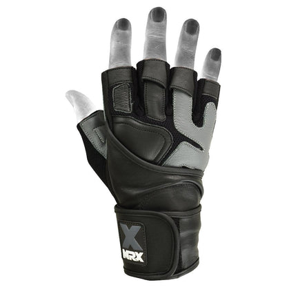 Mrx Men's Weight Lifting Pro Leather Gloves 18 Inches Long Wrist Strap