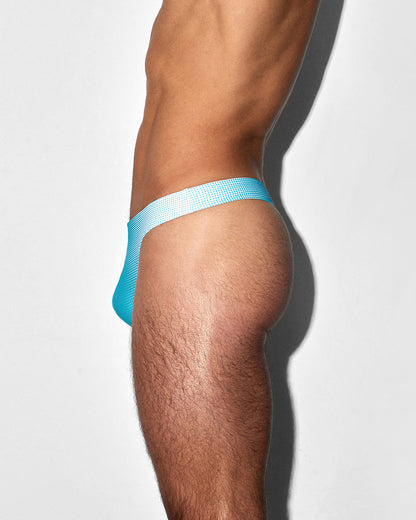 Swim Thong Super Bright Halftone Neon Blue