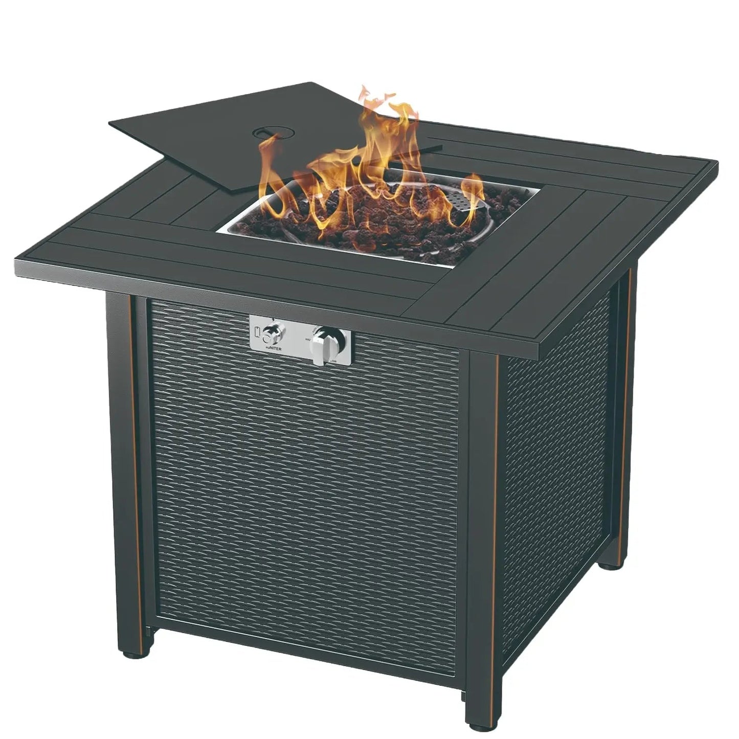 Sunneday 30" Propane Fire Pit Table | 50,000 BTU | Steel Fire Table with Lid | CSA Approved
