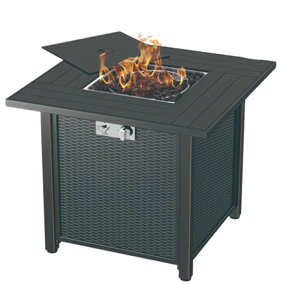 Sunneday 30" Propane Fire Pit Table | 50,000 BTU | Steel Fire Table with Lid | CSA Approved
